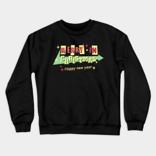 merry christmas drive in retro Crewneck Sweatshirt